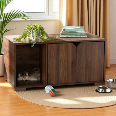 Donham Contemporary Litter Box Cover House in Brown Finish, 17.45'' H X 35.24'' W X 18.68'' D