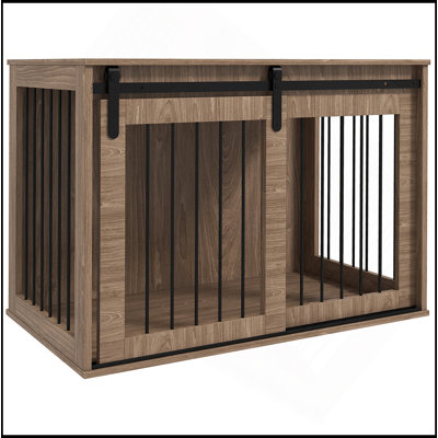 Mobilier pour cage de chien, cage de table pour chien de grande taille, chenil pour intérieur 39 po x 23 po x 24 po, brun noyer