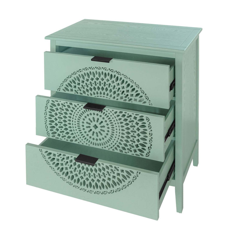 Commode 3 tiroirs Huertas, Vert clair