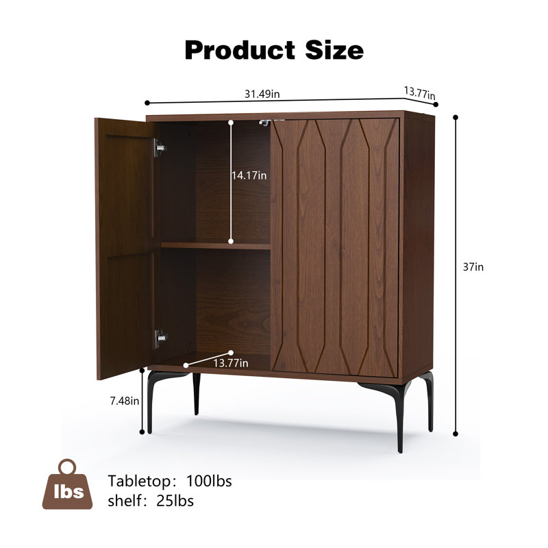2-Door Accent Cabinet With Adjustable Shelves,, Brown