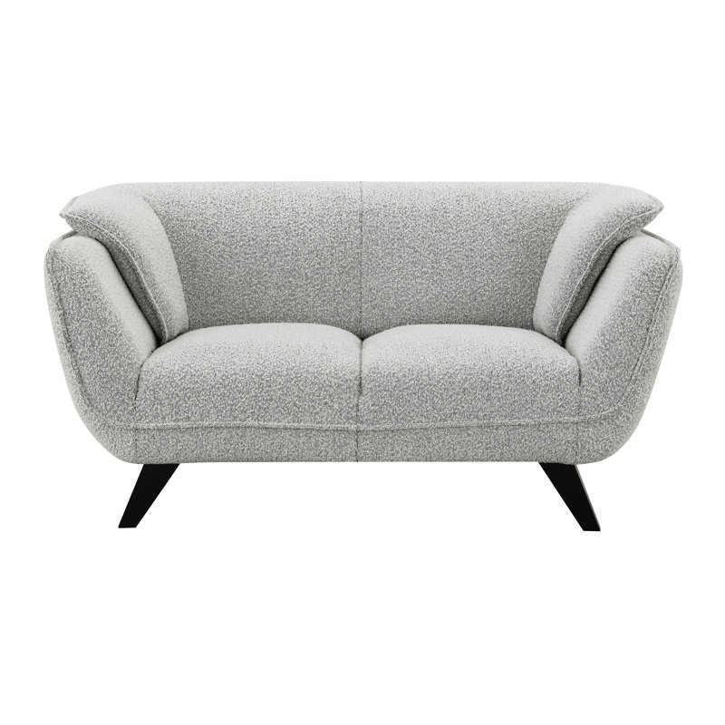 Causeuse en lin brun, Boucle gris clair