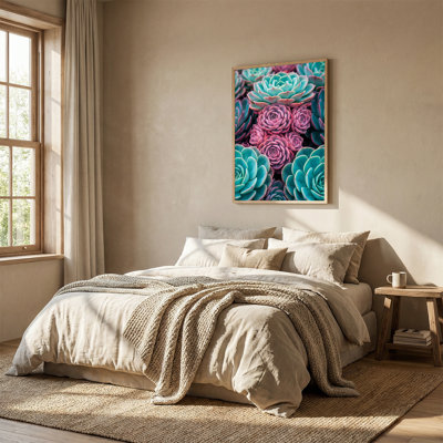 Art mural sur toile rosettes sarcelles et roses