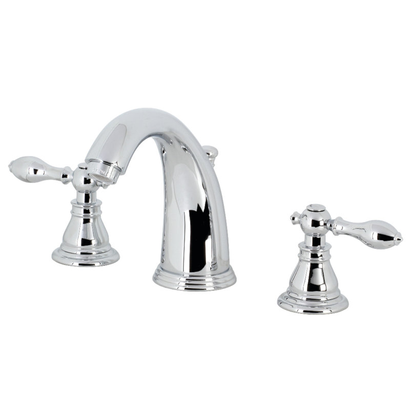 Robinet de salle de bain à large entraxe avec bonde, Chrome poli