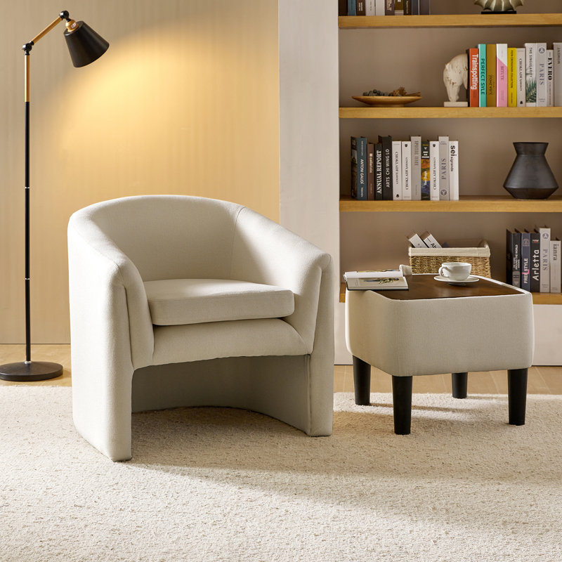 Upholstered Armchair, White