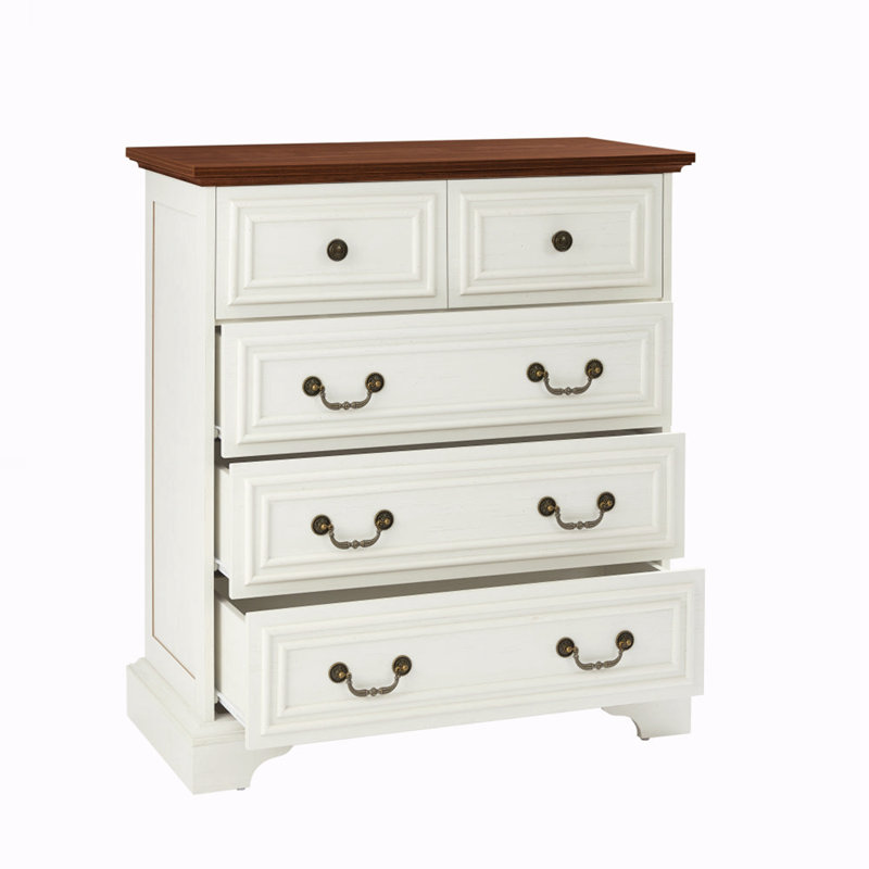 Commode 5 tiroirs pour chambre à coucher, Blanc