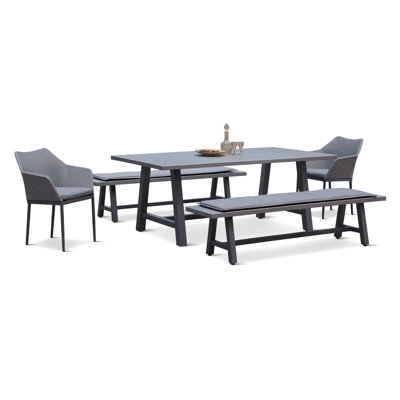 Common Trestles 5 Piece Bench Dining Set