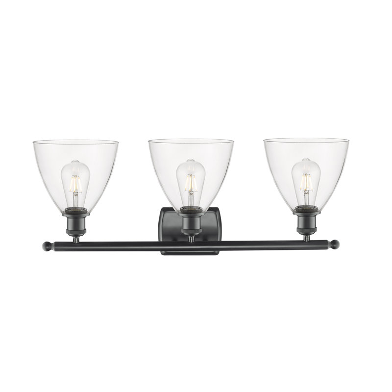 Éclairage pour meuble-lavabo 3 lumières Shauna, Incandescente, Transparent, Noir mat