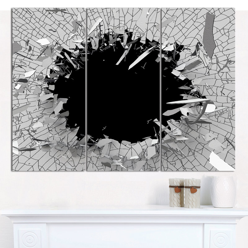 « abstract brokened wall 3d design », impression à multiples images sur toile