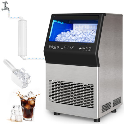 Commercial Cube Ice Maker – Fast Ice Production In 8-15 Minutes,Smart Control, Dual Water Supply, Easy Installation