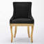 Chaises de salle à manger en chenille de style moderne avec pieds courbés plaqués or et garniture de rivet-1965217495