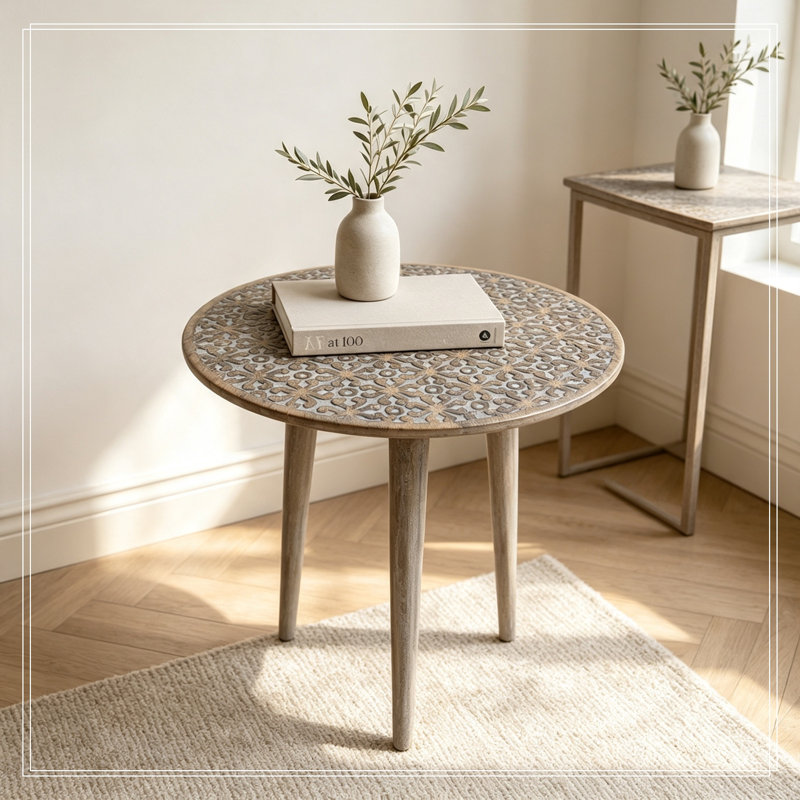 Table de bout ronde avec pieds robustes