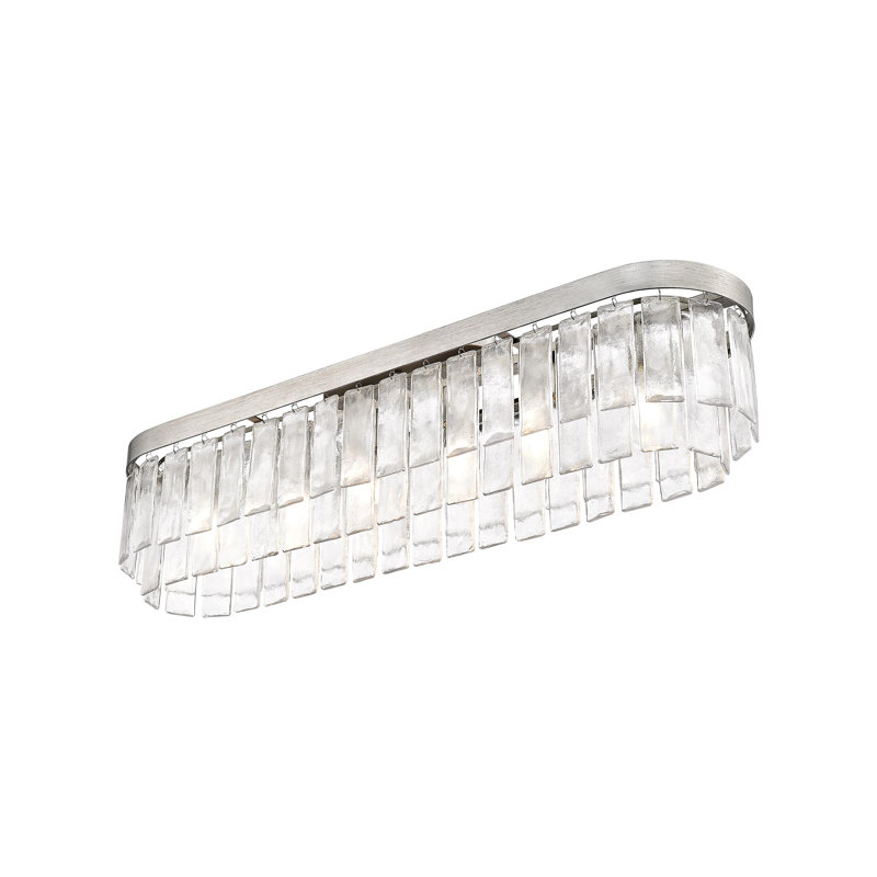 Hoisington 6-Light Flush Mount with Hammered Water Glass, Peruvian Silver