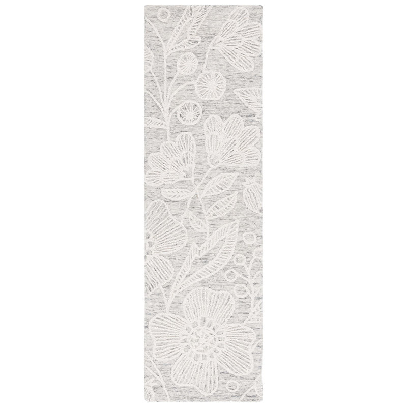 Hand Tufted Wool Floral Rug, Runner 2'3" x 8'