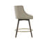 Tabouret de comptoir beige recouvert - pieds en bois massif au fini café foncé, revêtement en bronze antique, capacité de pivotement,-837853785