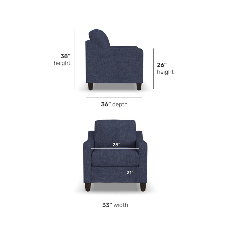Drew 33'' Wide Armchair, Blue