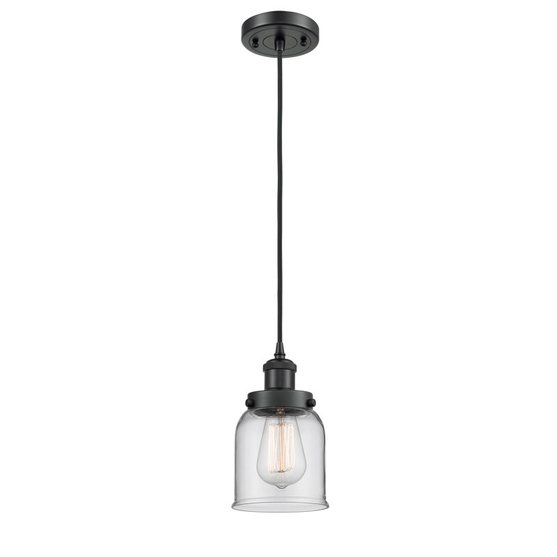 Luminaire suspendu en forme de cloche à 1 lumière Clara, DEL, Transparent, Noir mat