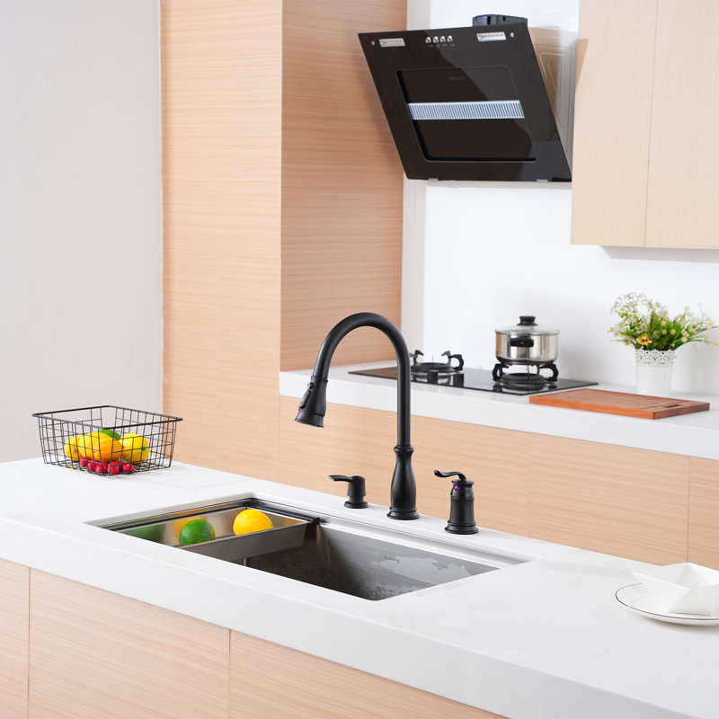 Robinet de cuisine avec distributeur de savon, Noir mat