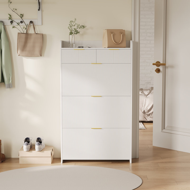 15 Pair Flip Down Shoe Storage, White