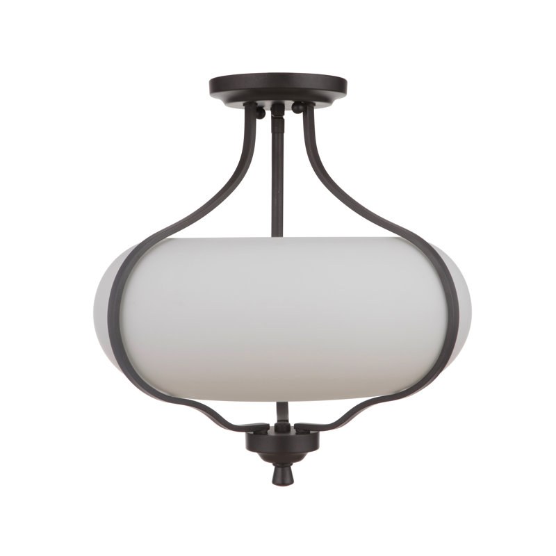 Yoder Glass Semi Flush Mount, White Frosted