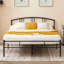 Grand lit en métal avec 2 tables de chevet blanches - ensemble de chambre à coucher moderne 3 pièces-947535289-947535291