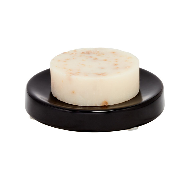 Matte Black Ceramic Round Soap Dish with Non-Skid Feet