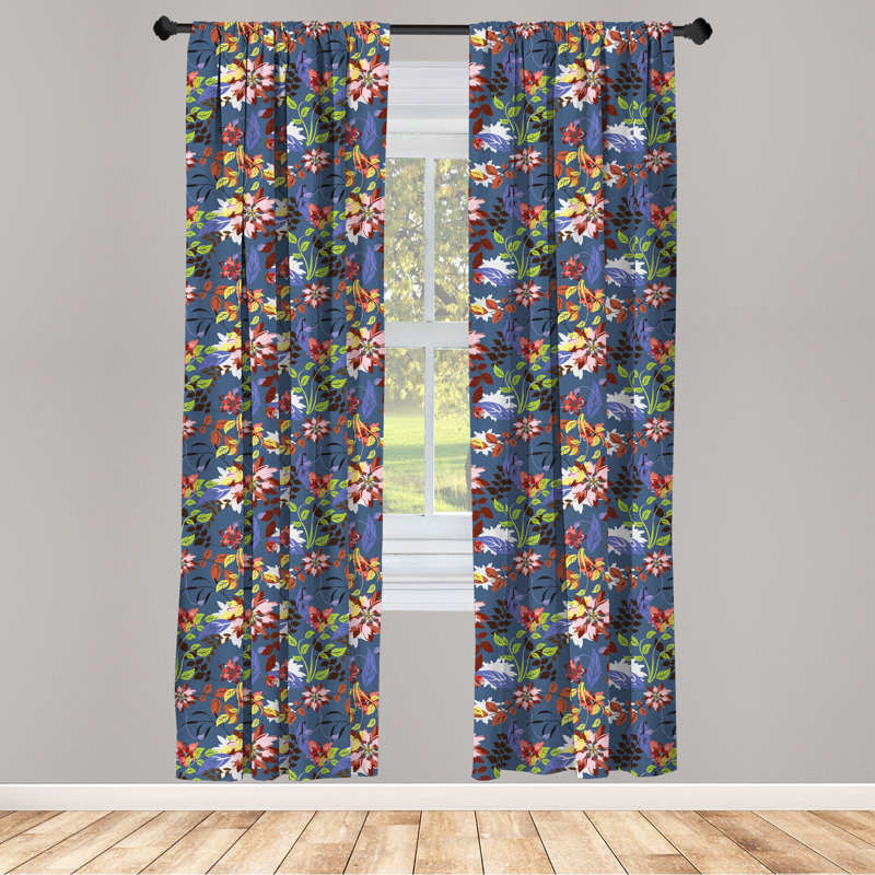 Floral Semi-Sheer Rod Pocket Curtain Panels, 28" x 84"