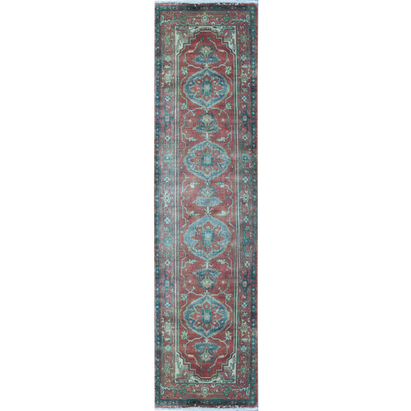 Tapis rouge et rouille noué à la main de haute qualité