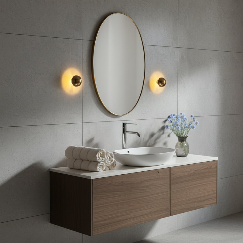 Half Sphere Metal Body Button Wall Sconce