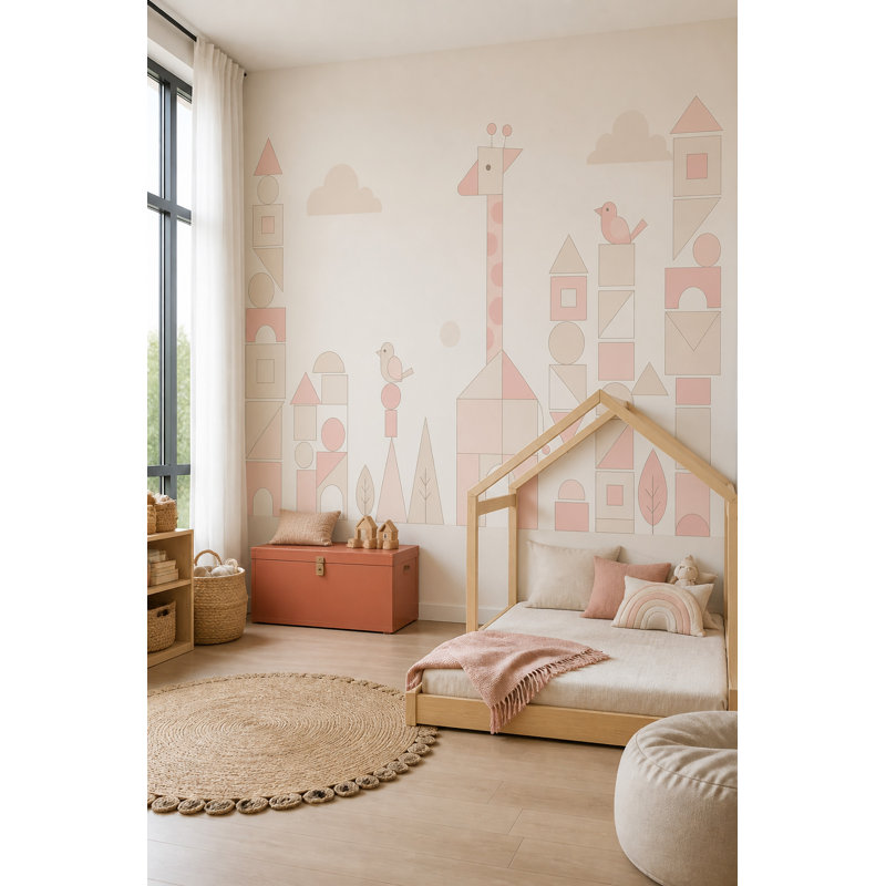 Papier peint géométrique pastel Nursery, 160 po x 108 po, Texturé non collé