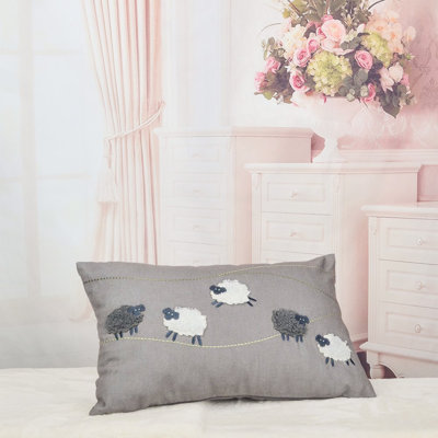 Embroidered Canvas Pillow Cover