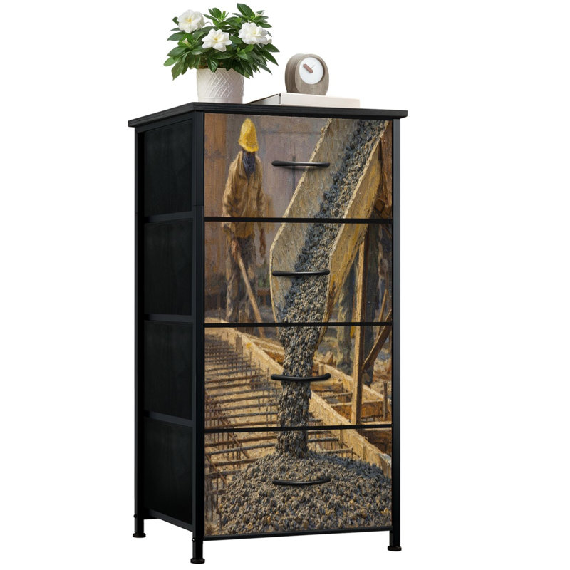 Commode pour la chambre à coucher avec 4 tiroirs de rangement Travailleur du bâtiment