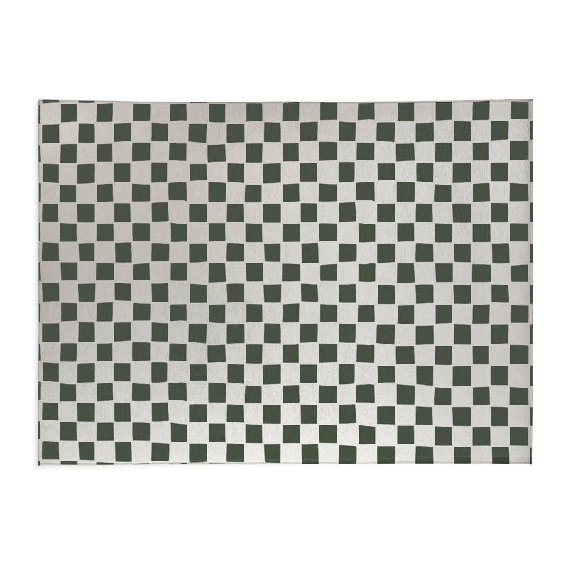 Checkered Peach Indoor Doormat, 24" W x 36" L, Green