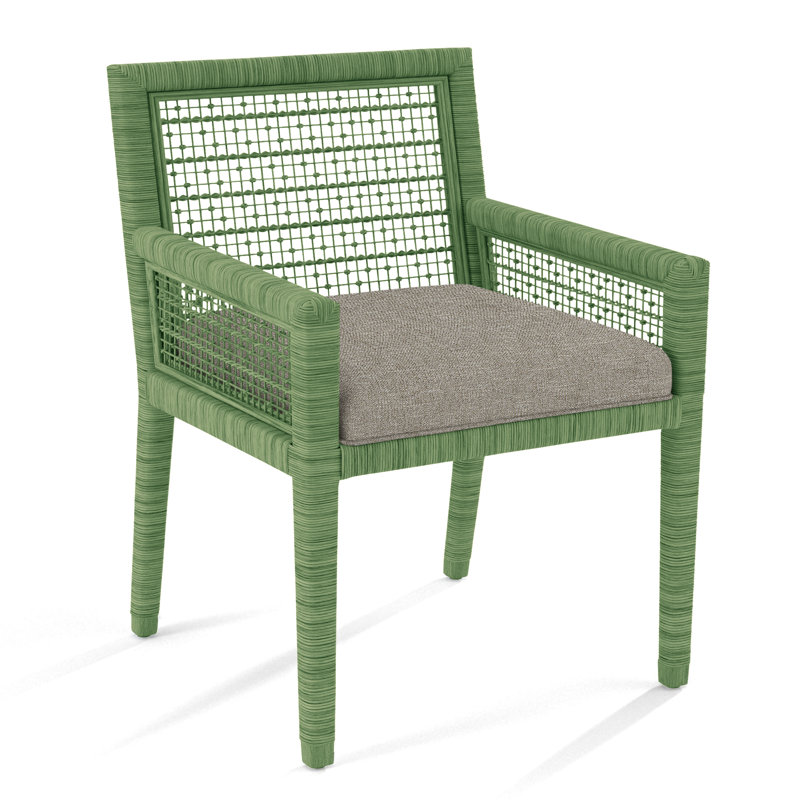 Chaise avec accoudoirs Glinda, Céleri, Gris de base 0317-83
