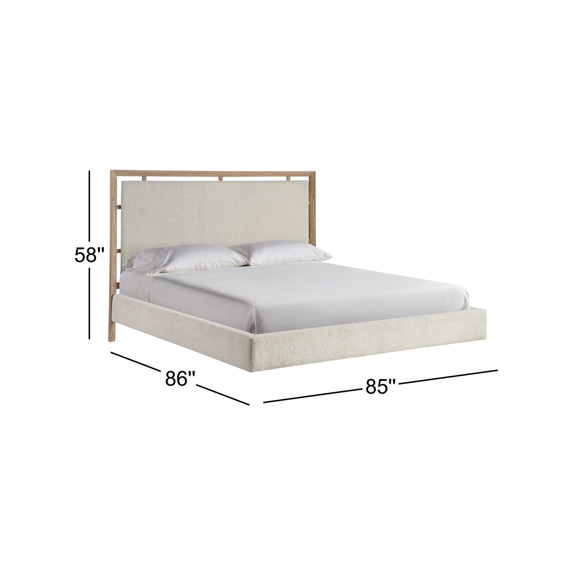 Caterina Upholstered Bed, Sheldon Ivory/White Oak, King