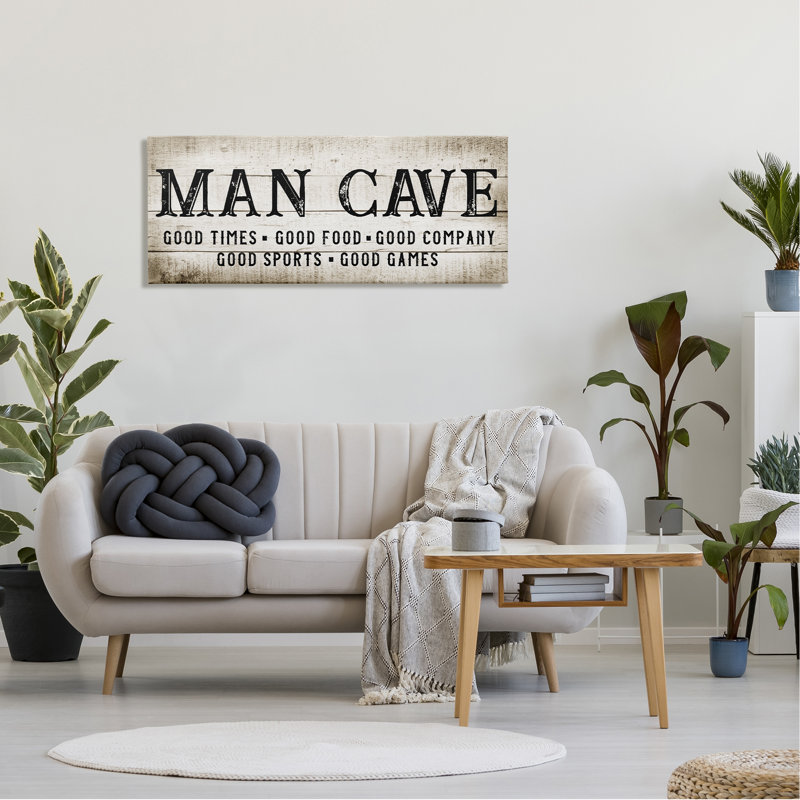 " Man Cave Rustic Grain Pattern Sign " by CAD Designs, 20" H x 48" W x 1.5" D