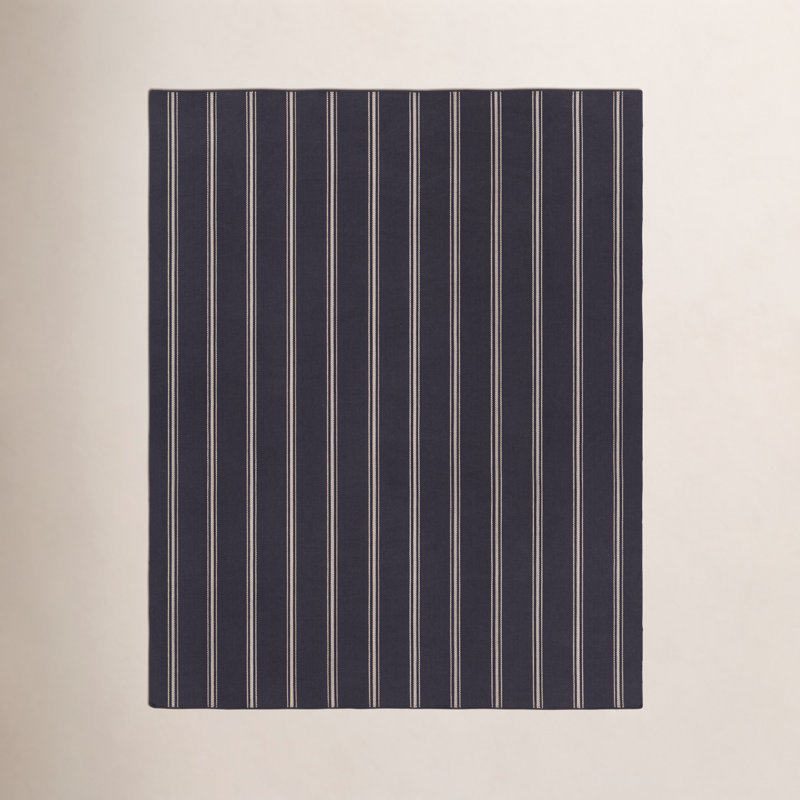 Striped Area Rug in Navy/Ivory, Rectangle 4' x 6'