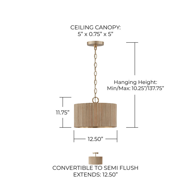 Donovan 1 - Light Drum Pendant, White