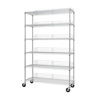 TRINITY EcoStorage 6-Tier NSF Wire Shelving Unit w/ Backstands and Wheels (48 in. W x 18 in. D)