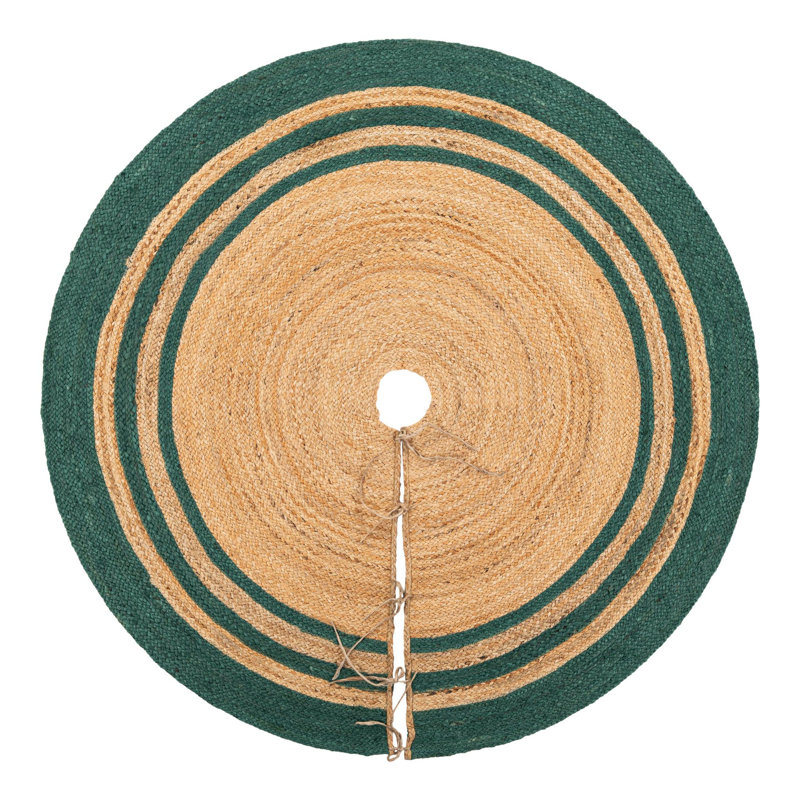 Jupe d'arbre de Noël à tisser Unique, Beige et vert, Rond 5 pi 1 po
