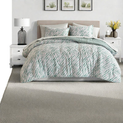 -Piece Twin XL Bedding Sets, Green Polyester Modern Comforter Set