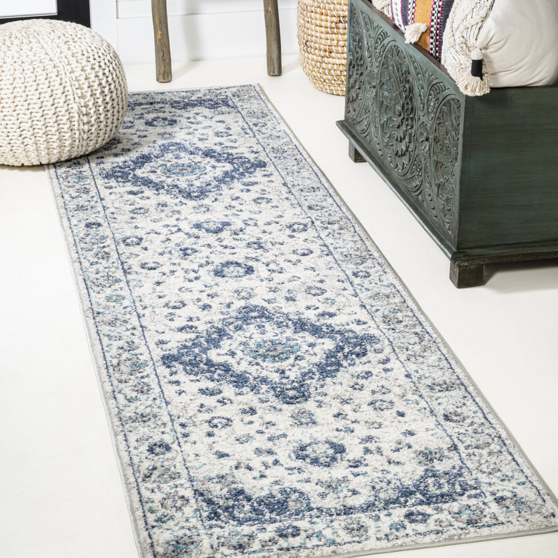 Tapis bleu / gris Yenovk, Tapis de couloir 2 pi 3 po x 8 pi