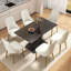 Table de salle à manger rectangulaire 55,25 po en pierre artificielle noire pour 6 personnes-161858601-161858600