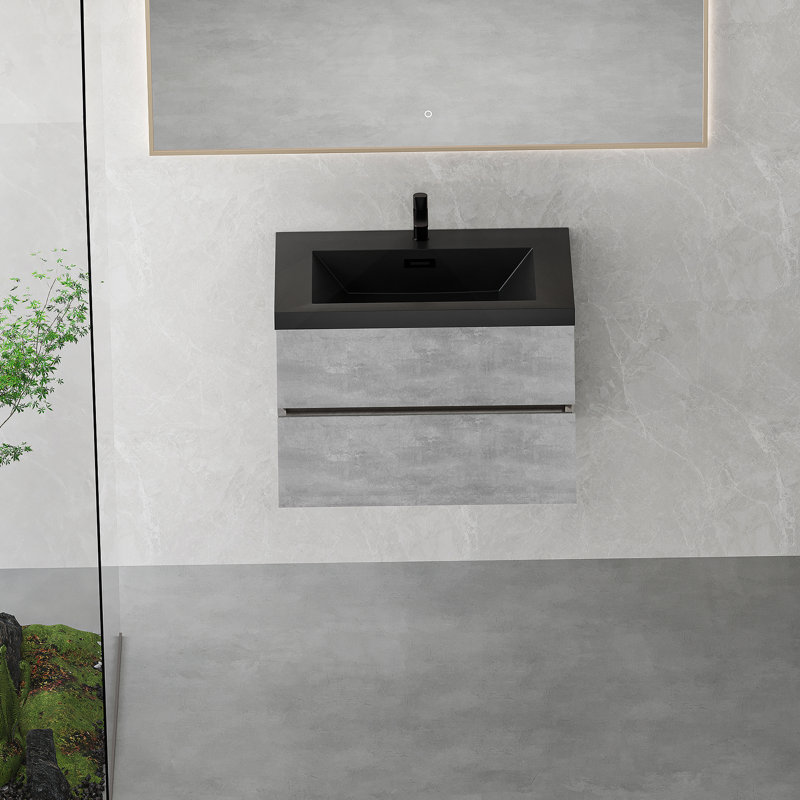 Meuble-lavabo flottant avec lavabo, rangement mural moderne pour salle de bain, 29.5
