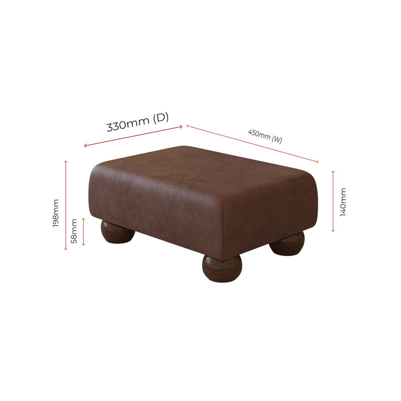 Collado Wood Bun Feet, Chestnut Brown, Mahogany, Italian Leather