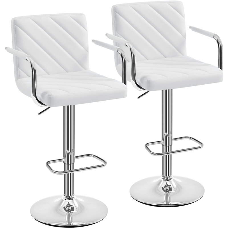 Height Adjustable Swivel Bar Stool , White, Yes