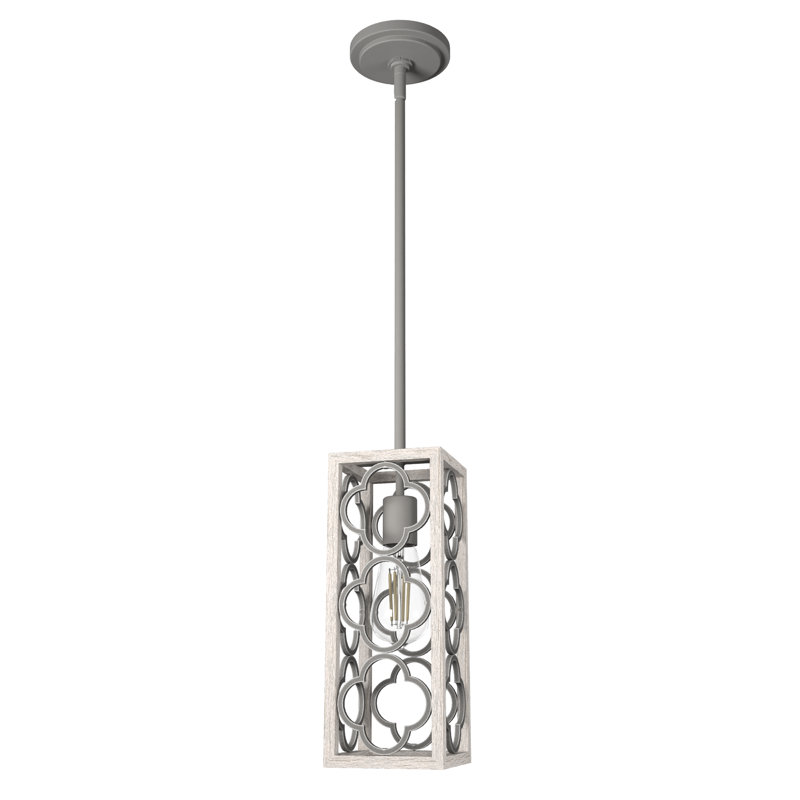 Gablecrest 1 - Light Single Rectangle Pendant, Distressed White/Gray, Gray