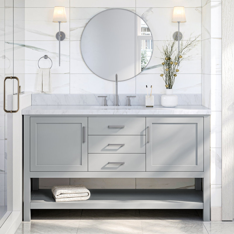 Bayhill 61" W Single Bathroom Vanity Set, Gray, 49"
