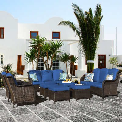 Lovall 8 Piece Rattan Sofa Seating Group with Cushions by Ebern Designs