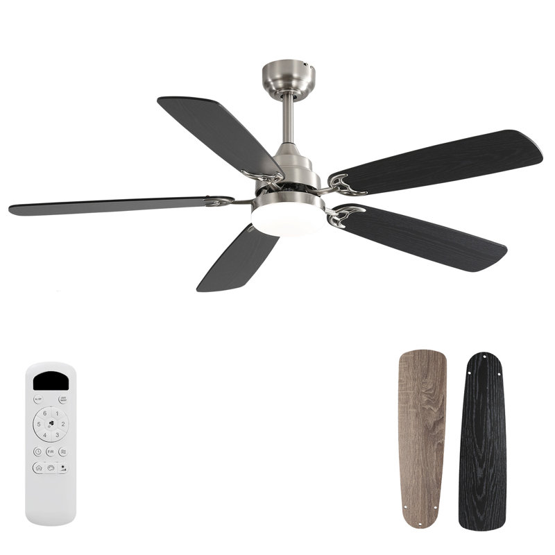 (identique à W882P399204) Ventilateur de plafond à DEL moderne de 52 pouces avec moteur à courant continu réversible à 5 pales de 110 V à 6 vitesses avec lumière