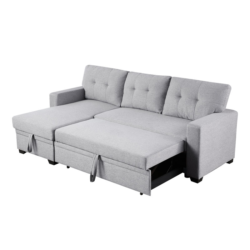 Canapé modulaire rembourré avec méridienne, Gris clair